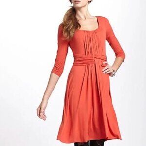 Anthropologie Orange Bailey44 Baskey Rushed Jersey Dress - Size Small